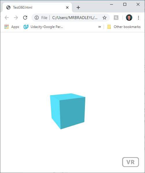 An A-Frame web page showing a box