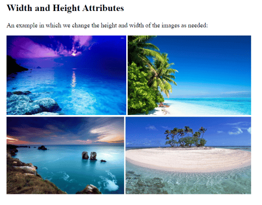 HTML width and height Attributes